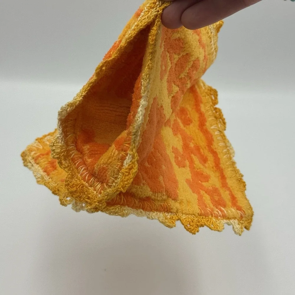 Vintage 70's Orange Two Tone‎ Terry Cloth Put Holder